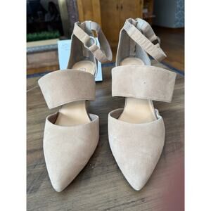 6/$25 Bella-Vita Leather Ankle Strap Pointed Toe Stiletto